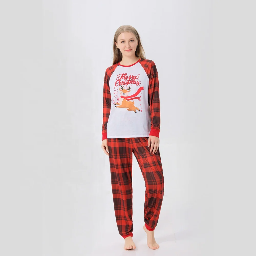 Wholesale Home Wearing parent and child pajamas Snowfall Family Christmas Pajamas Set For Women Man