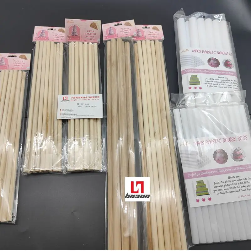 Lixsun DIY Decoration Wooden Bamboo Cake Dowels Rods for Tiered Cake Construction and Stacking Supporting Cake Decorating Tools