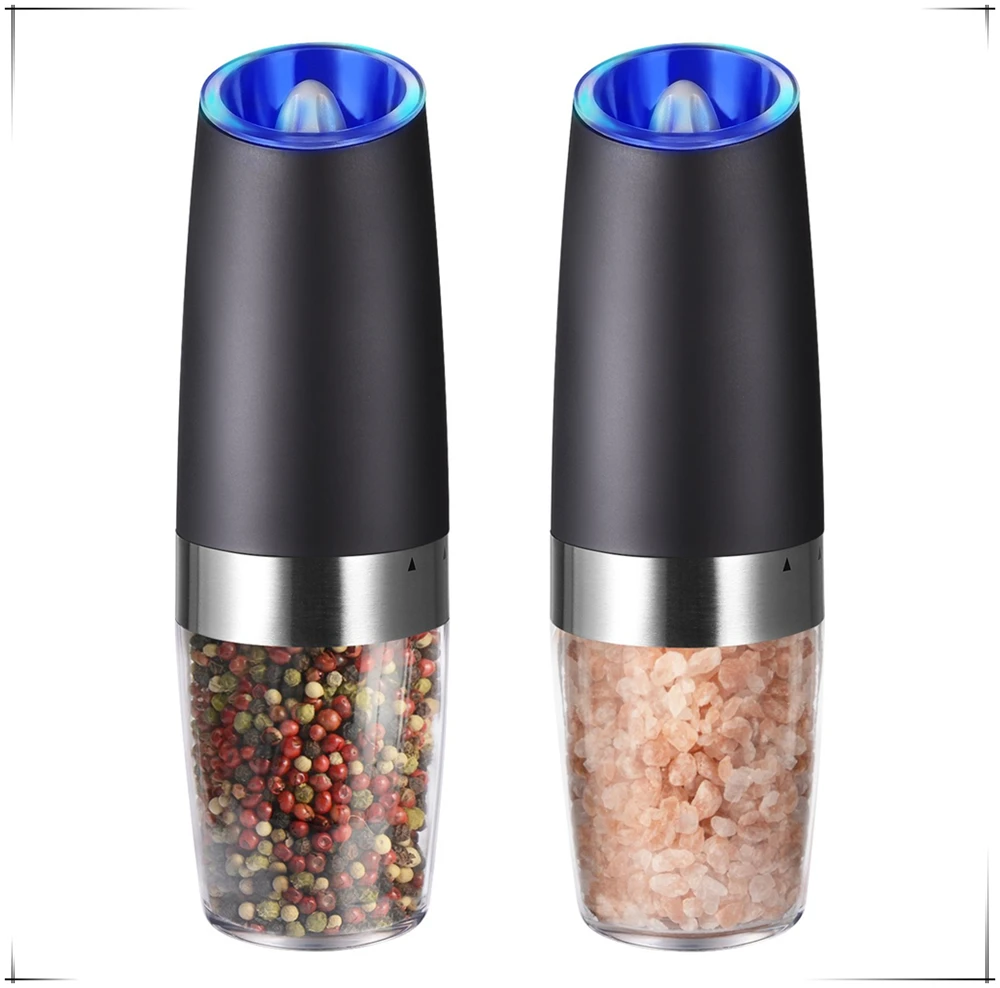 Лидер продаж на Amazon, гравитационная электрическая мельница для соли и перца, автоматическая мельница для перца и соли с регулируемым керамическим ротором