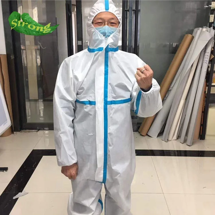 
coverall suit Chemical liquid and mining plastic clothing/coverall with elastic wrist band 