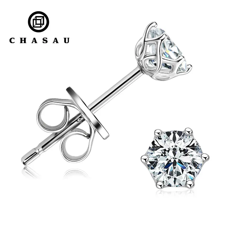Fashion Jewelry Luxury custom 925 Sterling Silver 3mm 0.1ct Moissanite  earrings studs For Men Women