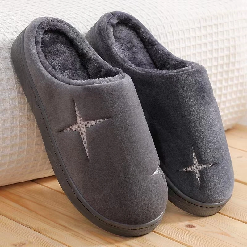 Hot Sale Winter Footwear Flat New Women Thick Indoor Home Non Slip Versatile House Shoes Warm Plush Cotton Slippers for Men