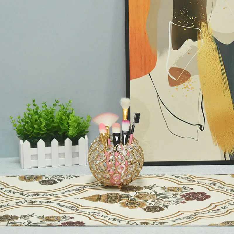European light luxury makeup brush bucket supplies decorative metal round brass candle holder