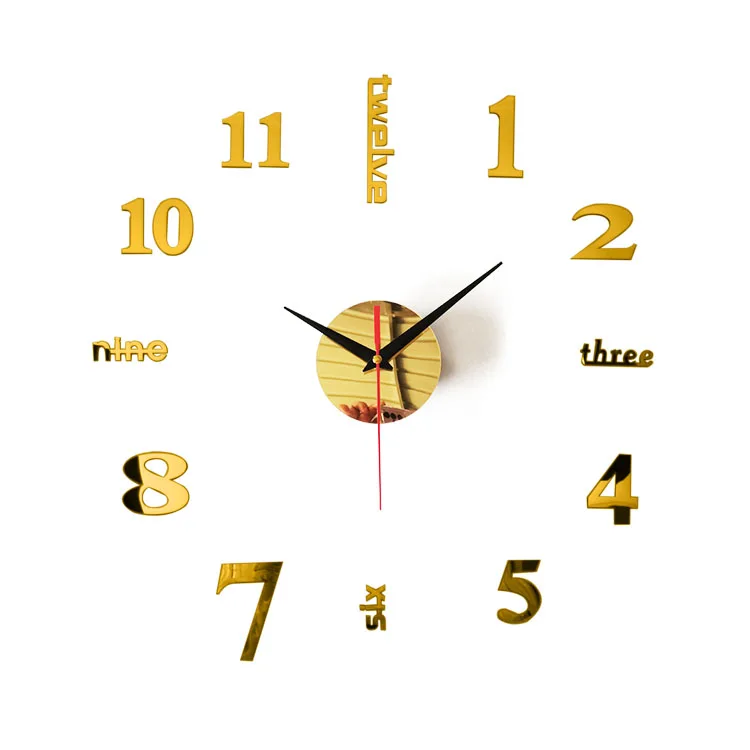 In stock 30 inch Sticker wall clocks manufacturer DIY 3d clock wall  home decorative wall digital clock with camera