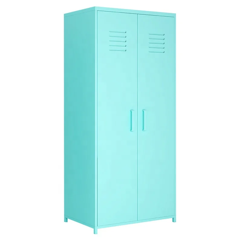 Modern new design blue color metal clothes wardrobe locker with standing legs