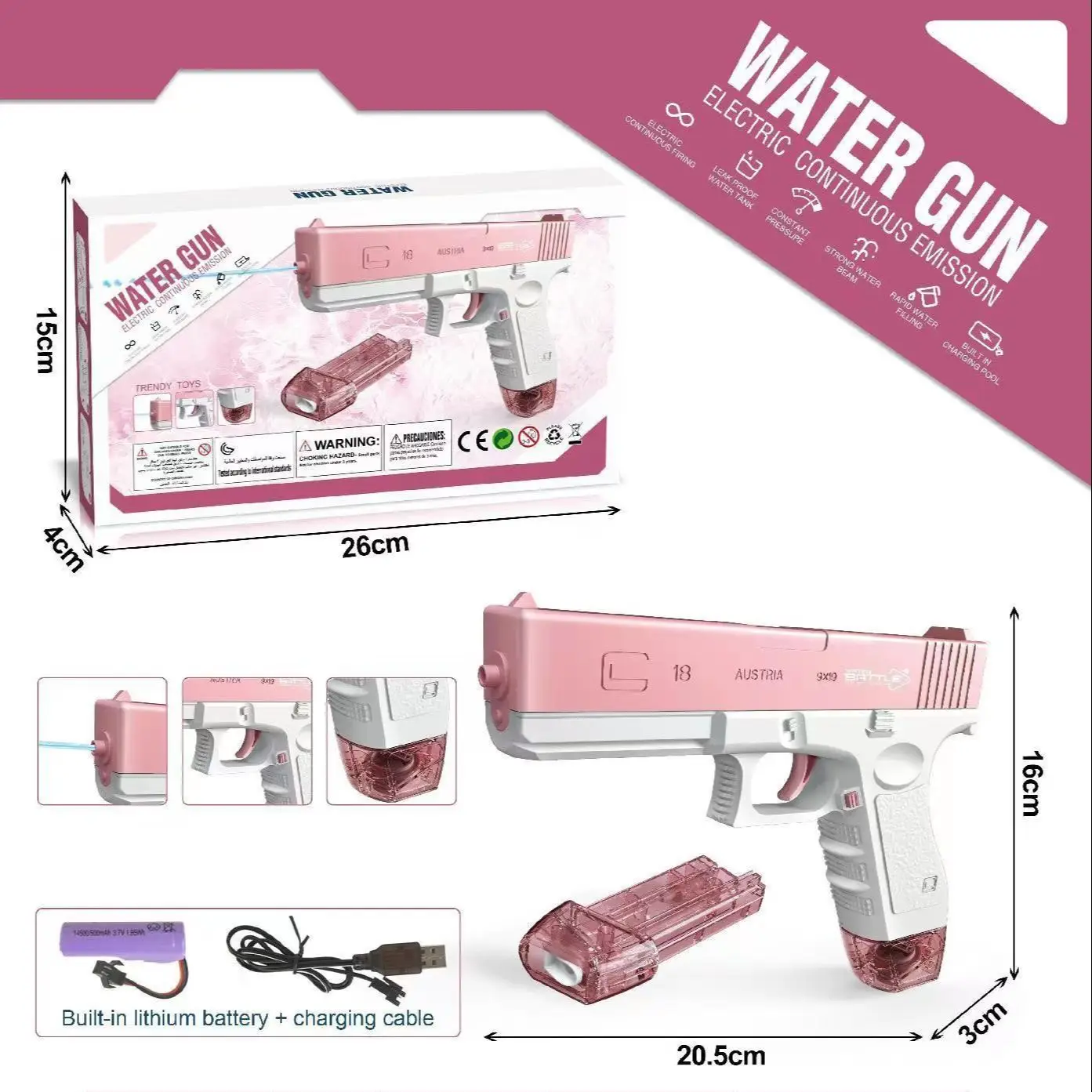 Electric Water Gun Automatic Toy Bursts Kids High-pressure Strong Charging Energy Bared