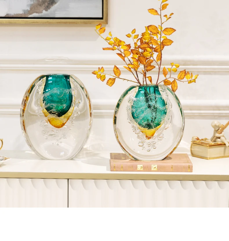 Home Designs Mouthblown Modern Art Flower Glass Vase Wedding Table Decoration