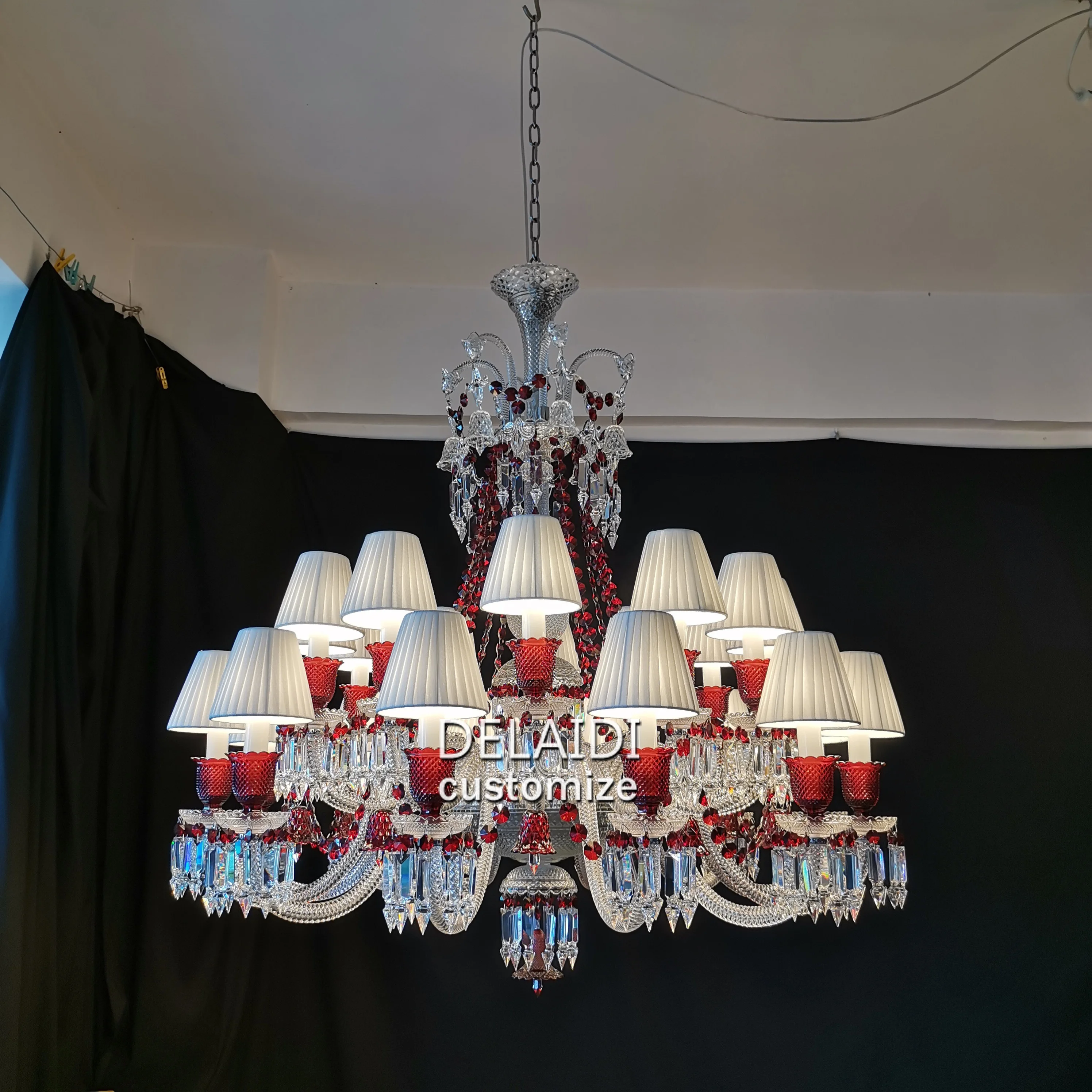 Living room chandelier crystal cristal lustre lights & lighting candle crystal pendant lamp chandelier red