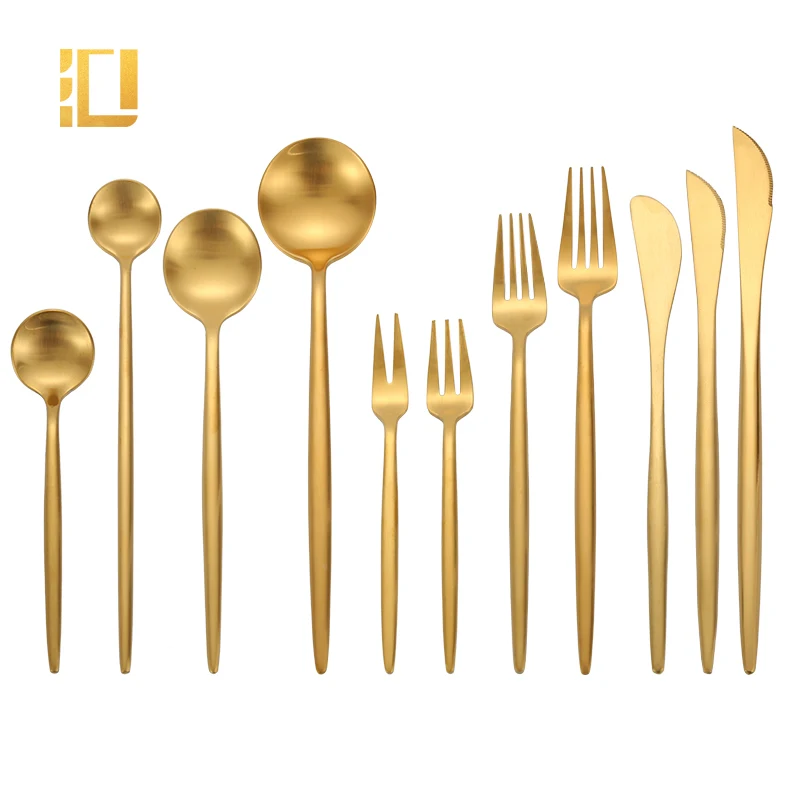 304 Stainless Steel Cutlery Gold Spoon Fork and Knife in Wedding Events Flatware