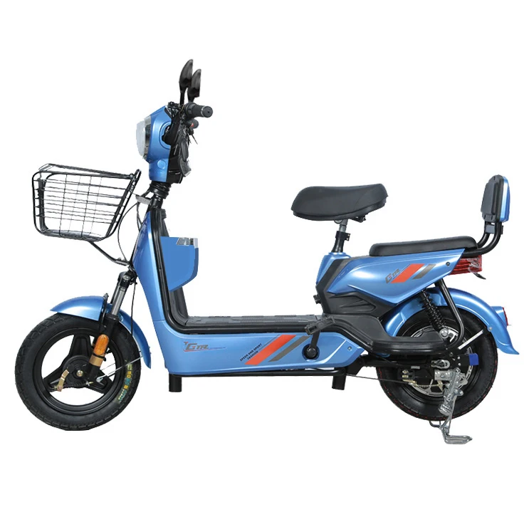 Light Full Suspension 48v Lead Acid Moped Scooter 350w 500w Power Drum Brake Electric Bike With Led Display 2 People Seat