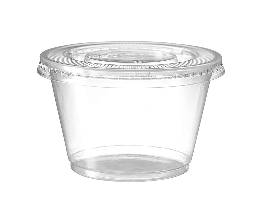 1 oz. Plastic Disposable Portion Cups with Lids, Souffle Cups