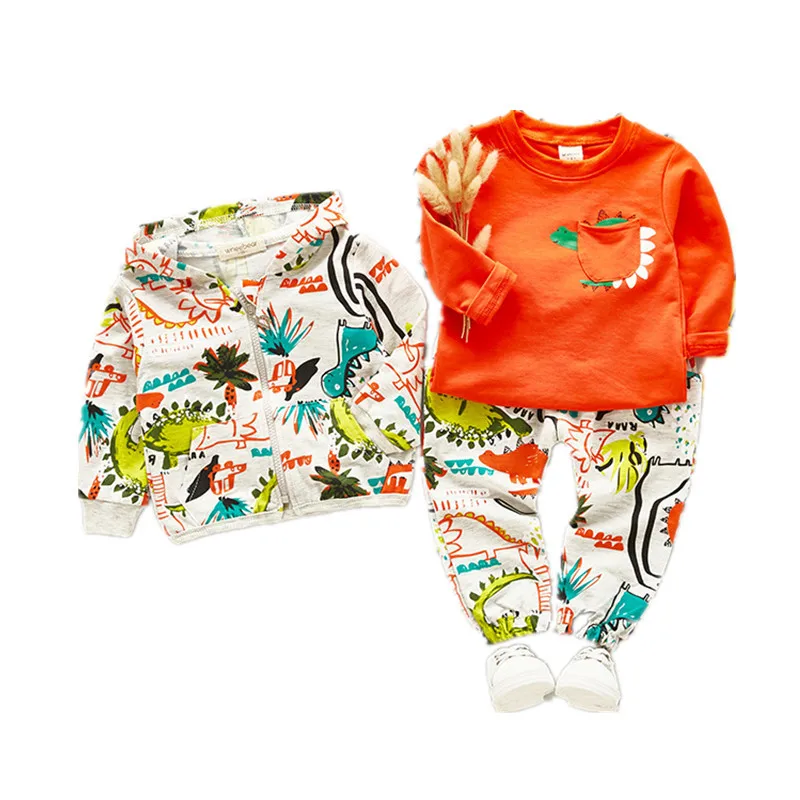 Lovely cartoon 3 pieces set autumn toddler boy clothes for baby 9-12 months