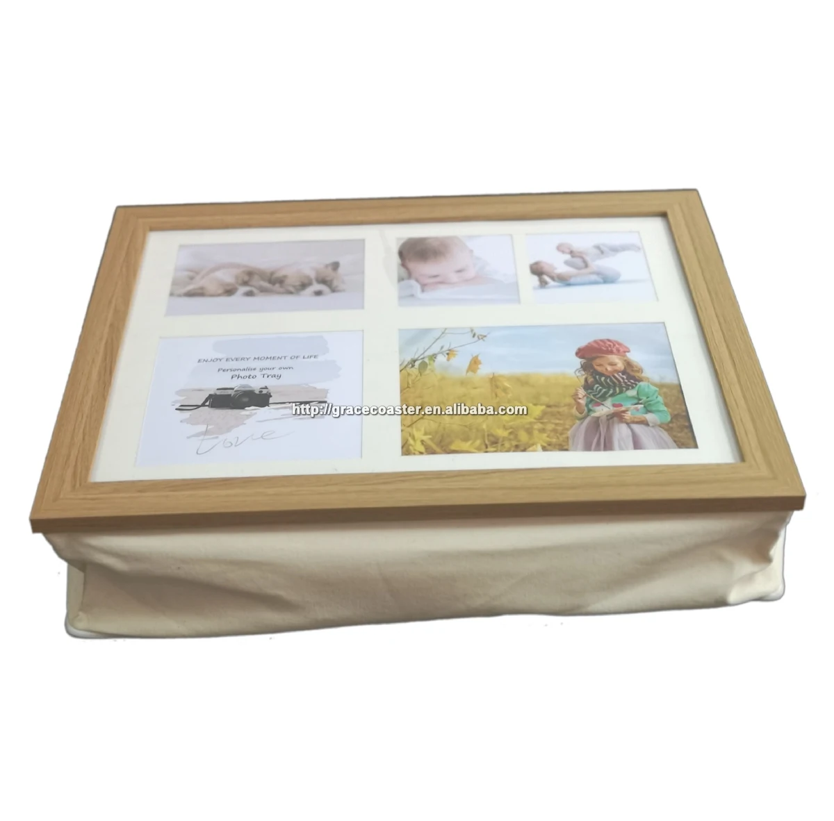 hot selling photo serving tray with cushion bag wooden framed lap desk blank sublimation  lap tray