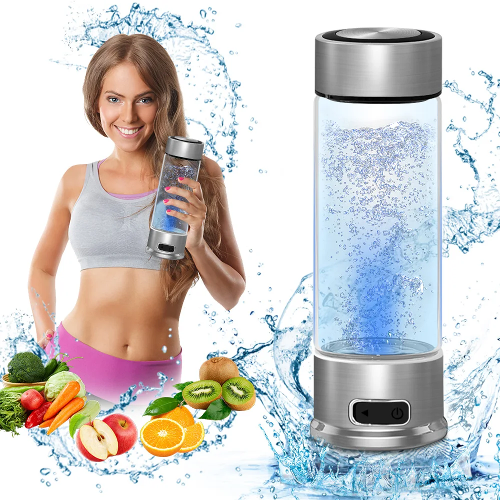 Portable Hydrogen Water Generator 400ML Fast Electrolysis Glass Hydrogen Water Bottle SPE PEM Molecular Hydrogen Water Maker