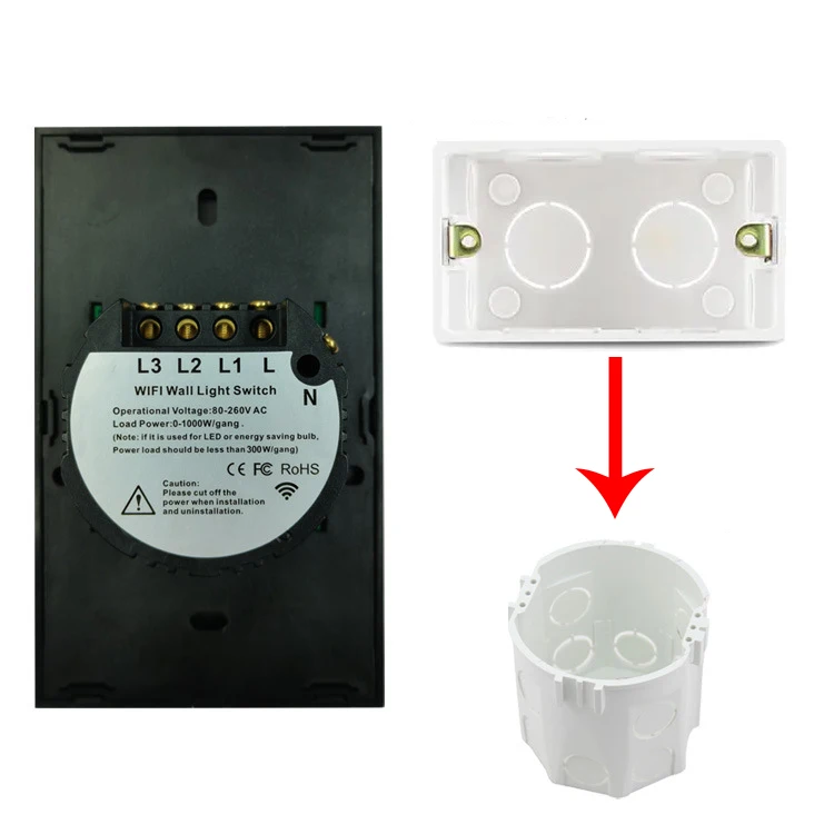 Porular New US Standard tuya touch screen light smart switch wifi app control home wall smart switch wifi