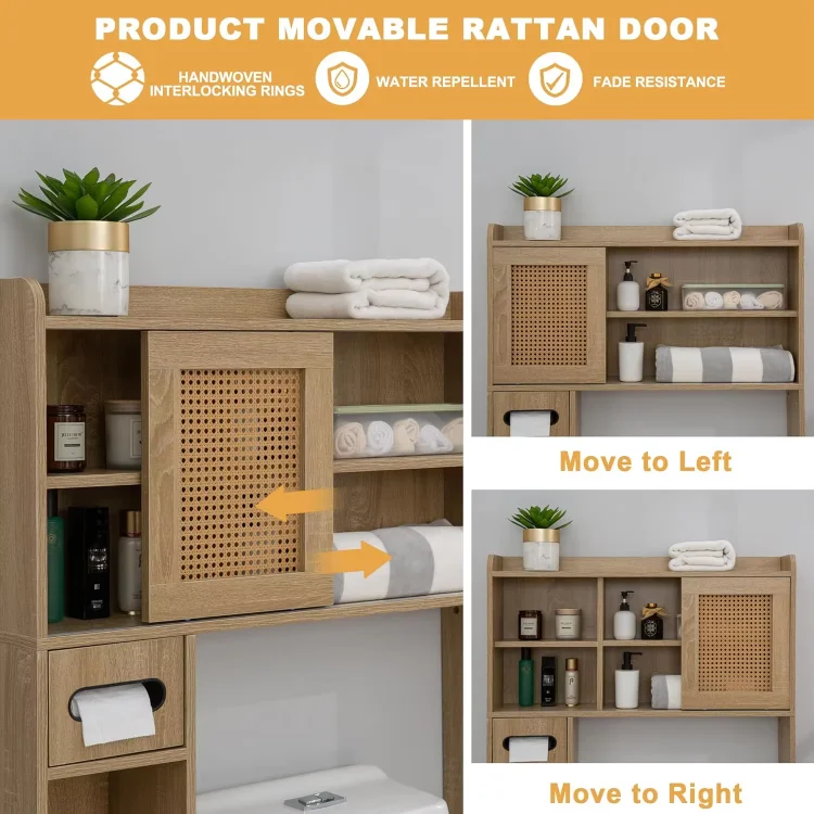 Customized By The Manufacturer Wooden Toilet Storage 6-tier Toilet Organizer Rack Bathroom Shelf Over Toilet Tall Cabinet