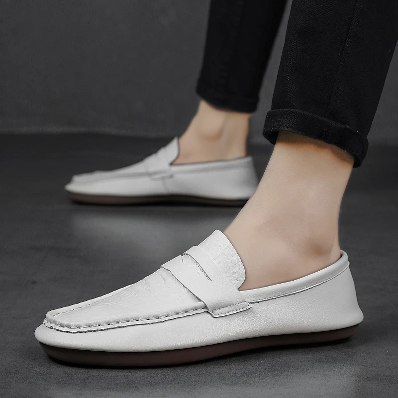 Мужские мокасины из натуральной кожи, повседневная обувь для вождения, лоферы