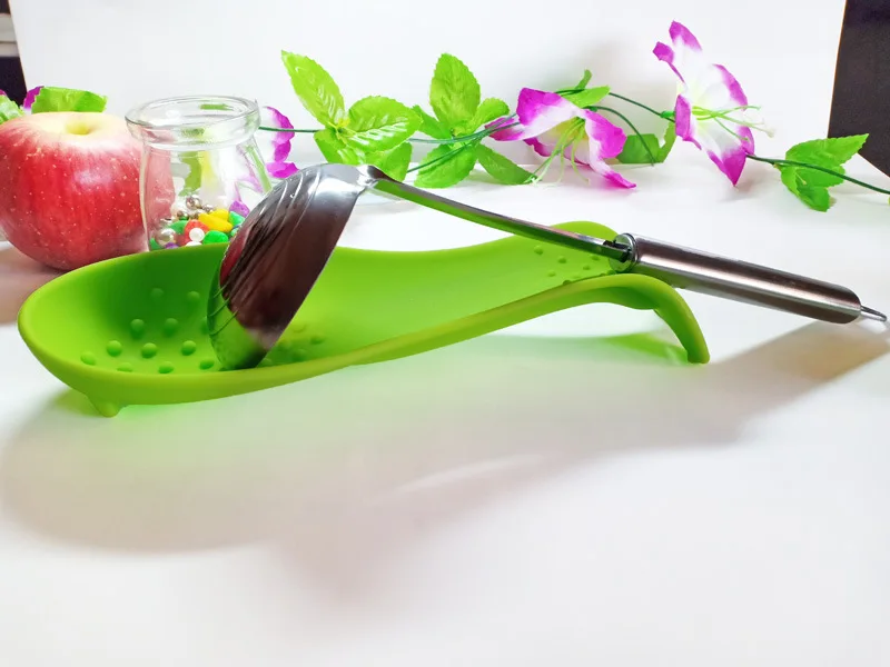 Modern Silicone Spoon Rest | Kitchen Utensil Holder , Counter Spatula Holder , Stovetop Spoon Rest