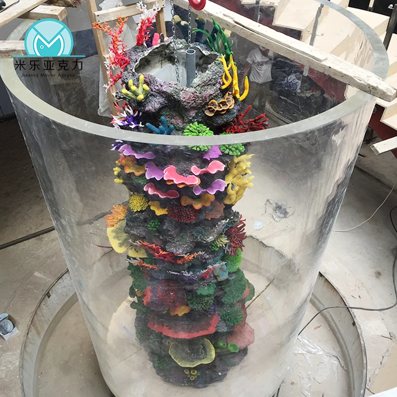 Large cylinder clear round acrylic fish tank mermaid aquarium decoration