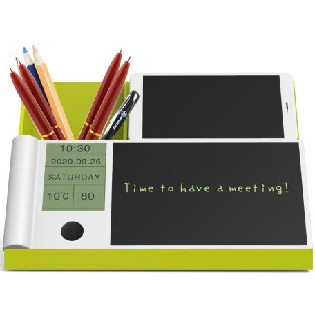 
Hot selling pen container with alarm clock electronic calendar display and LCD writing tablet multifunction pen holder 