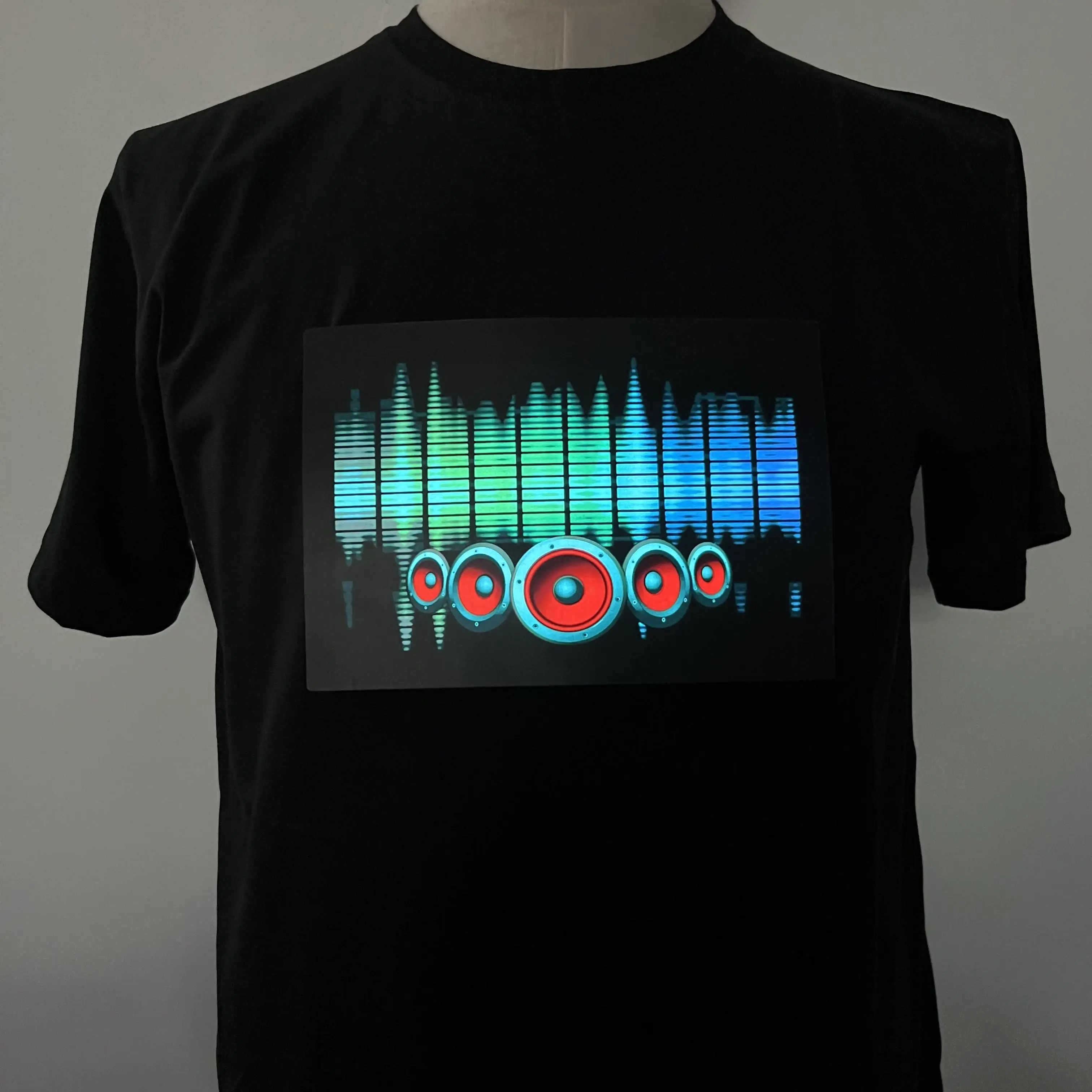 Wholesale Custom Sound Activated EL Flashing Tshirt LED T shirt el panel T Shirt