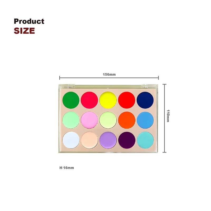 wholesale cosmetic 15 color eyeshadow oil based grease uv neon face body paint palette glowing in dark for Halloween makeup