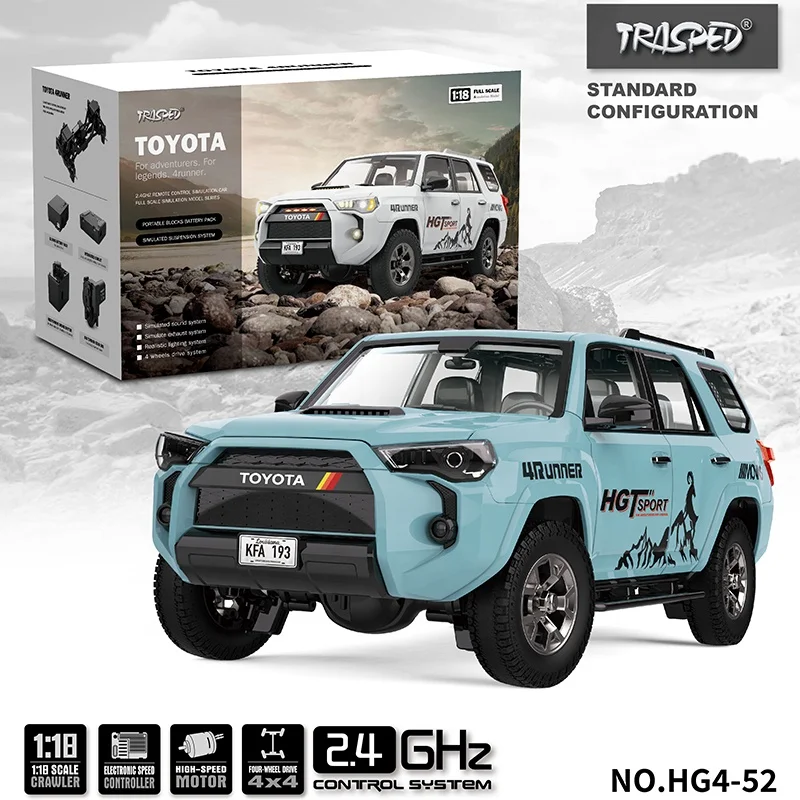 Licensed Fully Equipped TRASPED 1/18 Toyoto 4RUNNER RC Trail Truck with Smoke Generator Sound Lights
