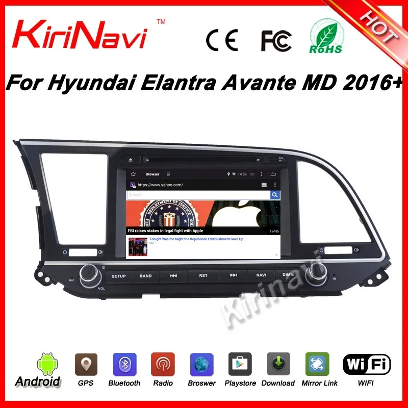 Kirinavi телефон android 11 автомобильная навигация для hyundai elantra 2016 2017 автомобильное радио wifi 3g playstore