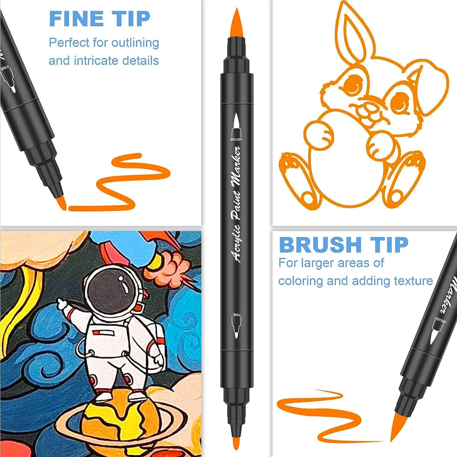 38-Color acrylic paint brush pen permanent dual tip acrylic marker acrylic paint marker brush tip