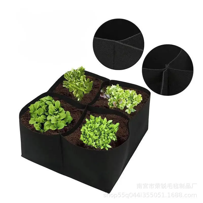 Amazon Sale Thick Aeration Fabric Pot Rectangle Square Breathable Planting Container Grow Bags with Handle for Indoor Outdoor