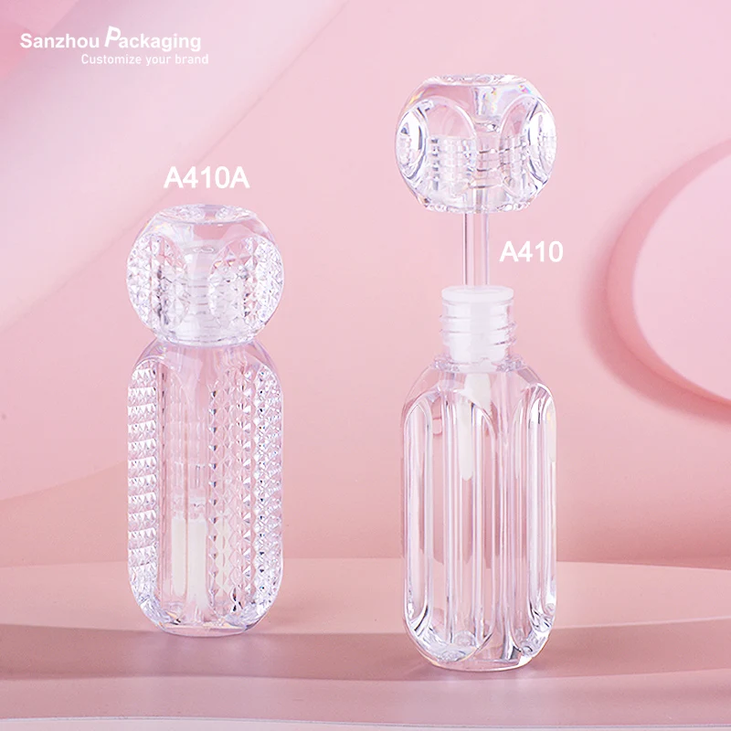 Unique lip gloss tube PETG transparent luxury lipgloss bottle liptint empty container lip oil tube with brush