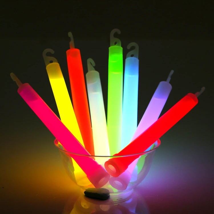 Waterproof thick 6 inch flashing light stick glow in the dark party stick with hook for camping pool party emergency