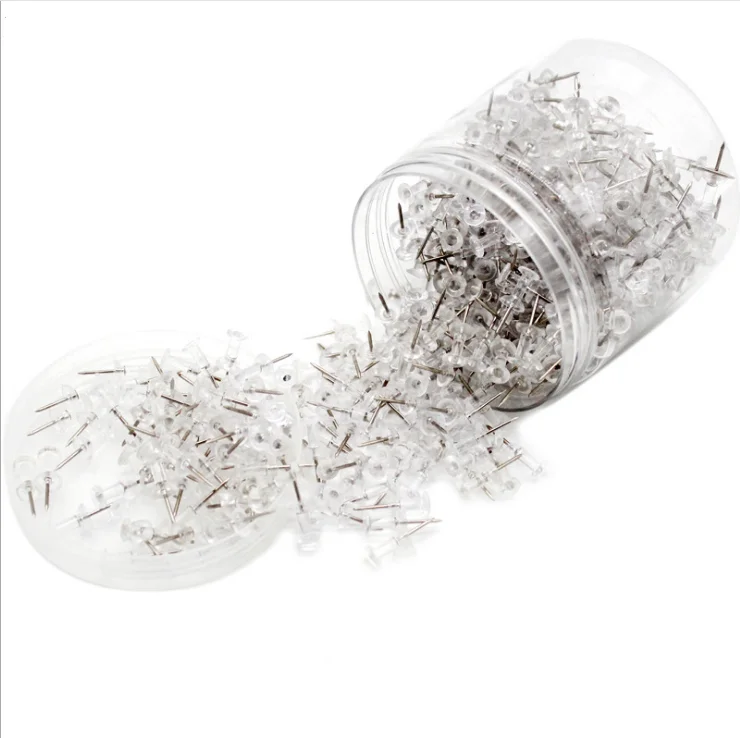 stationery office professional push pin &thumbatcks supplier, clear transparent plastic head  &sliver metal board drawing pin