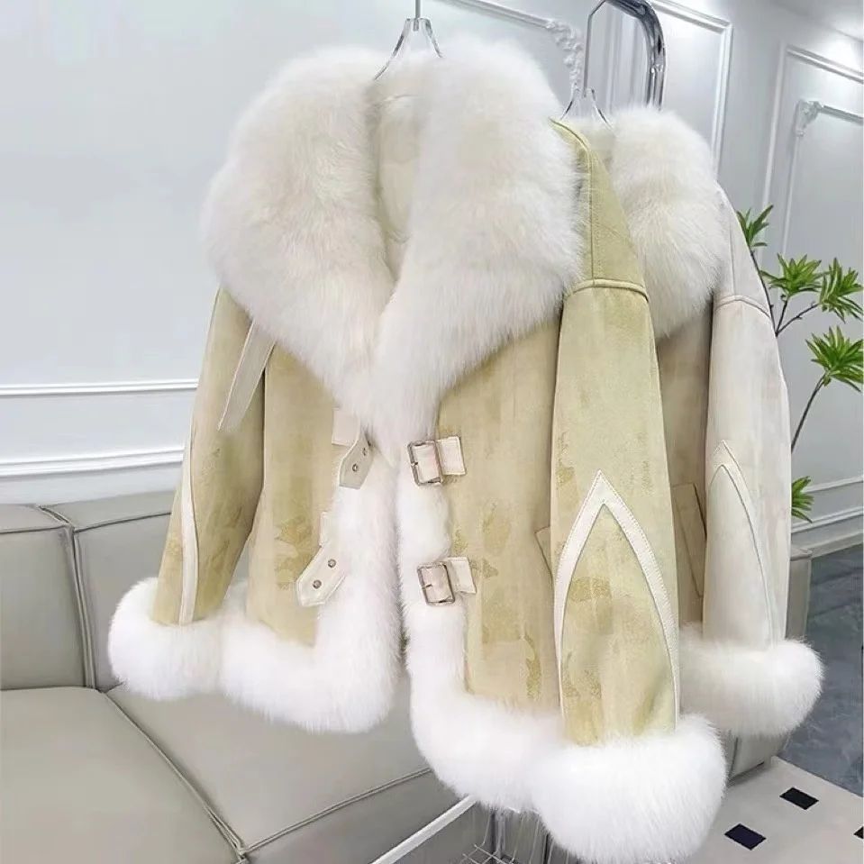 Imitation fox fur coat women short 2024 autumn and winter new warm outside to wear foreign style fur collar top