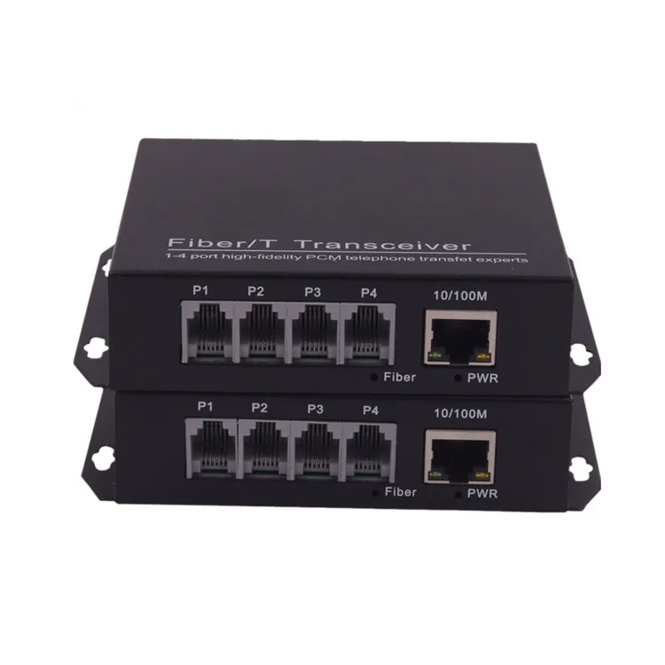 4 Channel Telephone and 1 Port 10/100M Ethernet Telephone To Fiber optic media Converter Extender PCM transmitter