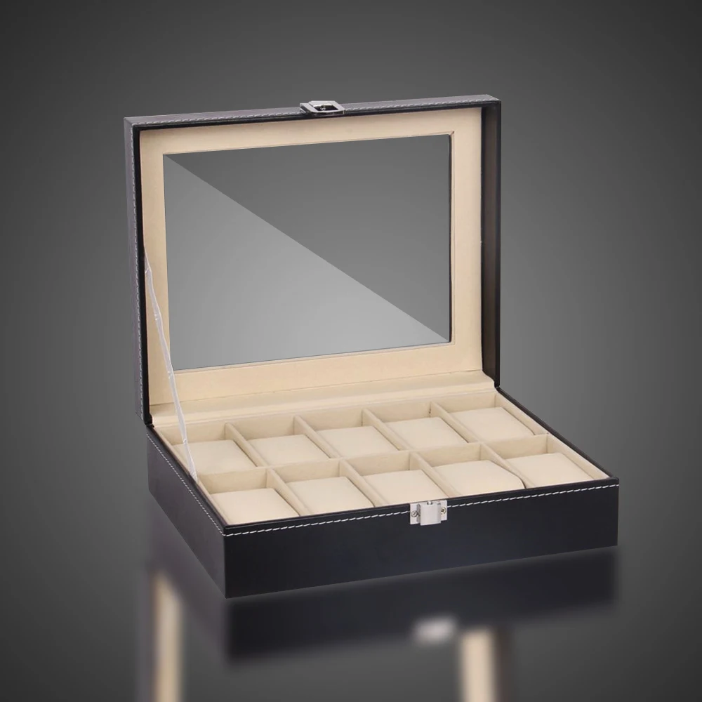 
10 slots pu leather watch packaging box wholesale watch boxes cases 