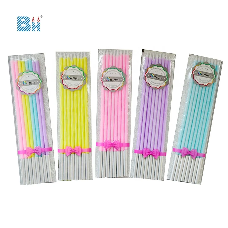 multi-color birthday candle long thin stick