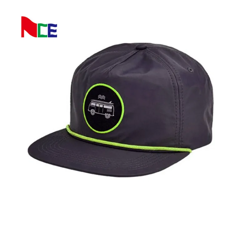 Custom unstructured plain blank rope nylon snapback cap hat