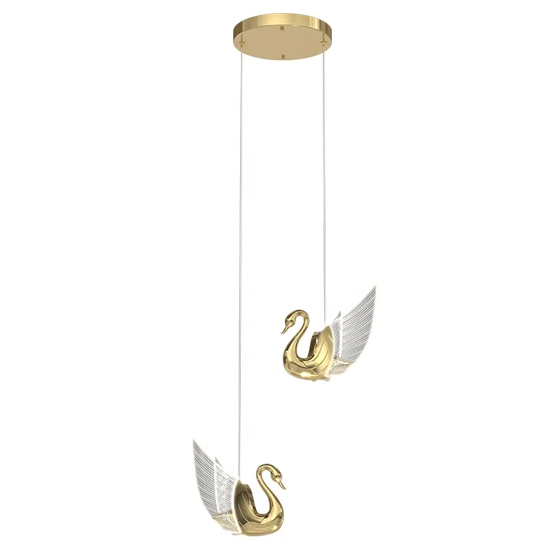 PK Gold Aluminum Swan LED Home Island Decorative Ceiling Pendant Light Chandelier Hotel