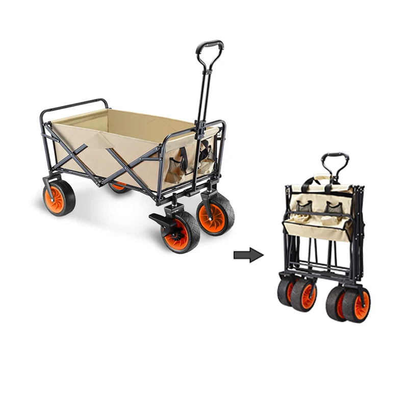 Foldable 4 Wheel Trolleyl Wagon Hand Garden Collapsible Portable Folding Cart Trolley