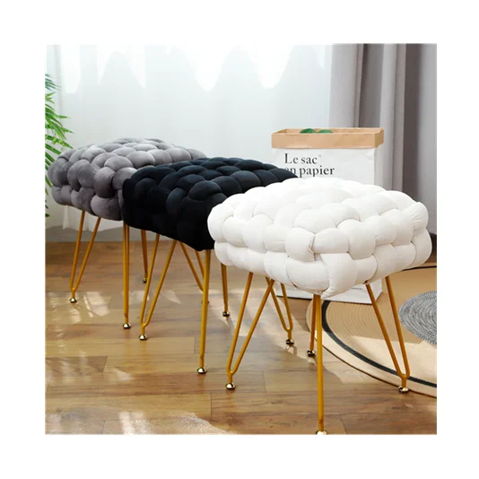 square Indoor Home Luxury Step Living Room Home Footstool Foot Step Stool Pouf Ottoman