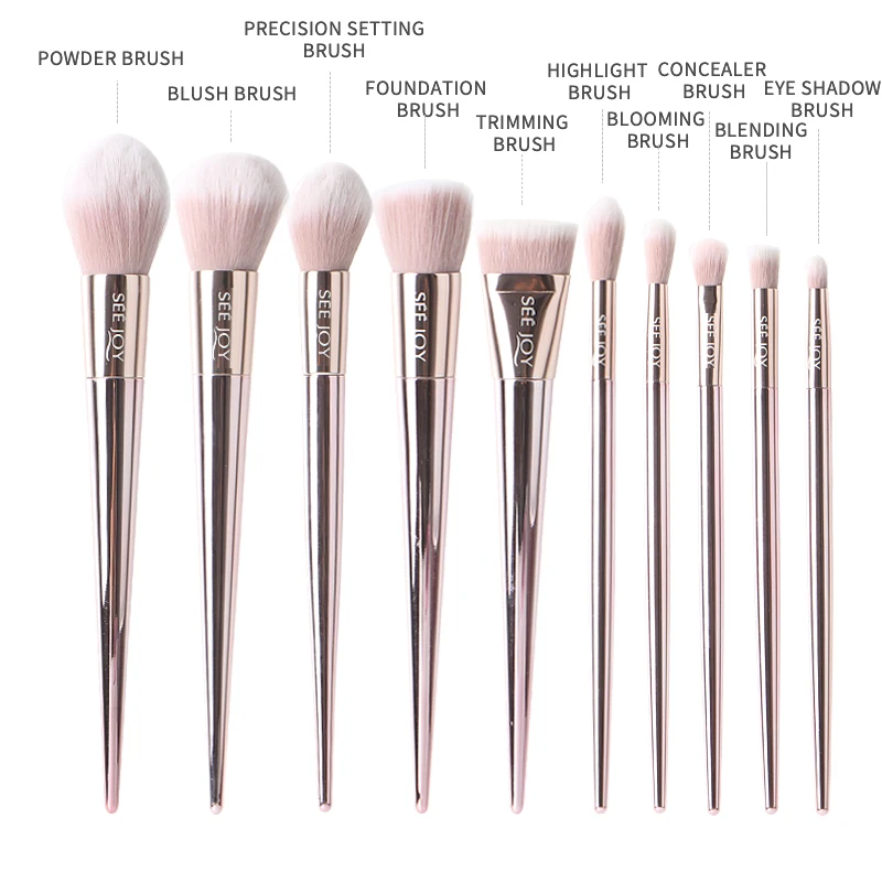Fuhan 10Pcs Elf Cosmetic Logo Detail Brushes For Makeup