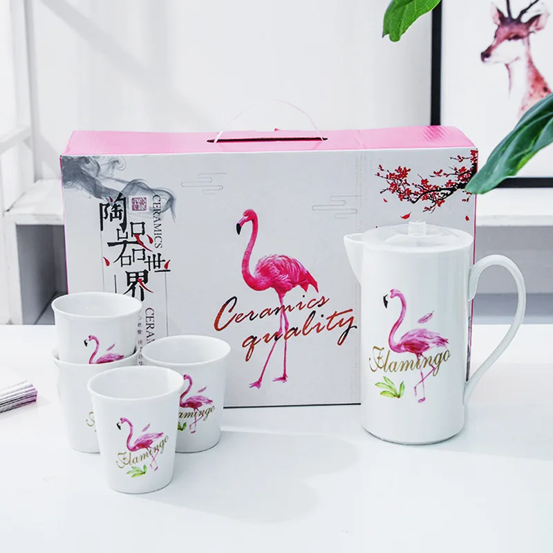 High Quality Drinking Ware Cup Set Ceramic Kettle Water Cup Set Teapot Set With 4 Cups For Hotel And Home
