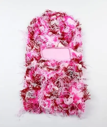 New arrival full face cover one hole custom wither trendy premium distressed grassy knit face ski mask balaclava beanie