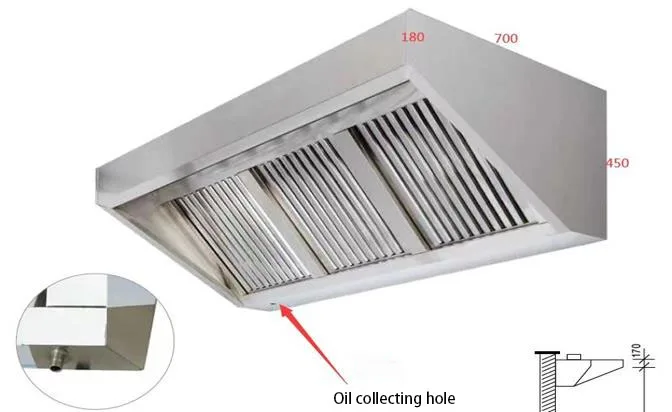 Stainless steel Chinese Style Knockdown commercial kitchen equipment exhaust range hood restaurant extraction hood