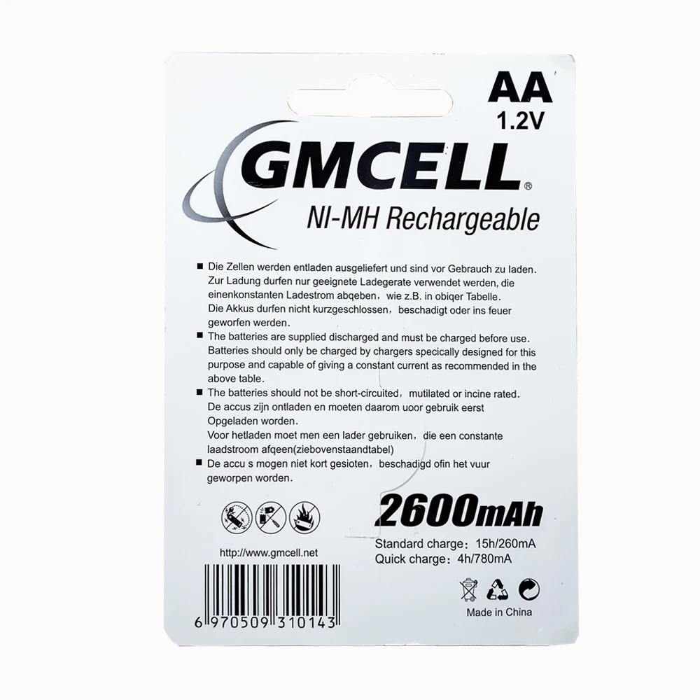 Custom color blister cards ni-mh batterie 2600mAh aaa rechargeable battery ni mh aa 600mah 1.2v solar akku for Led Lights