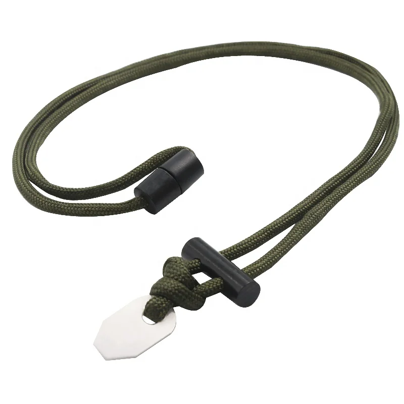 Survival Fire Lighting Accessory Ceramic Striker Ferro Rod Firesteel Paracord Necklace with Safety Clasp