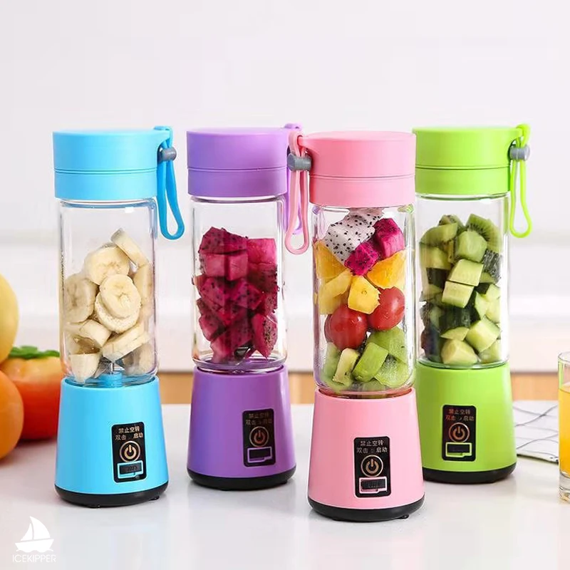 In stock Portable Bottle Blender Household Sport Fruit Mixer Six Blades in 3D 380ml USB Portable Juicer Cup