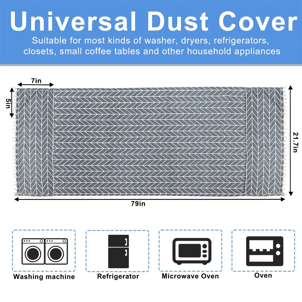 79 X 22 Inch Washer And Dryer Covers Magnet Non-Slip Washing Machine Top Cover With 8 Storage Pocket