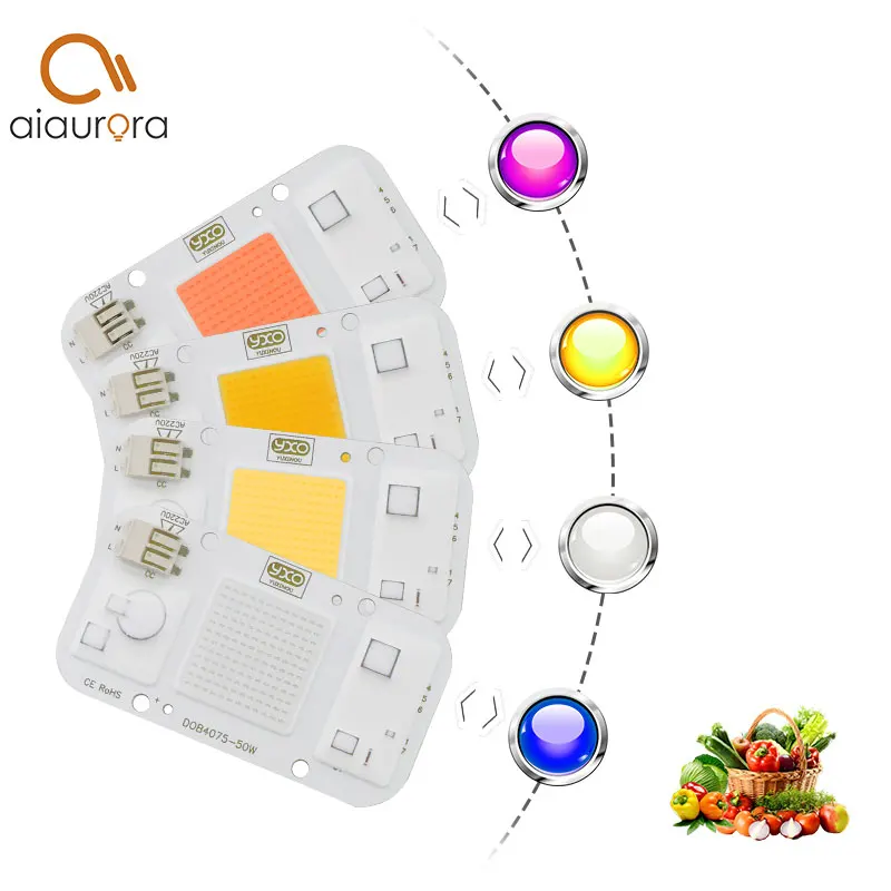 50W 30w 20w  Driverless DOB LED Chip AC 220V LED Grow Light Phyto Lamp For Growth Flower Seedling Grow Tent Plant Light